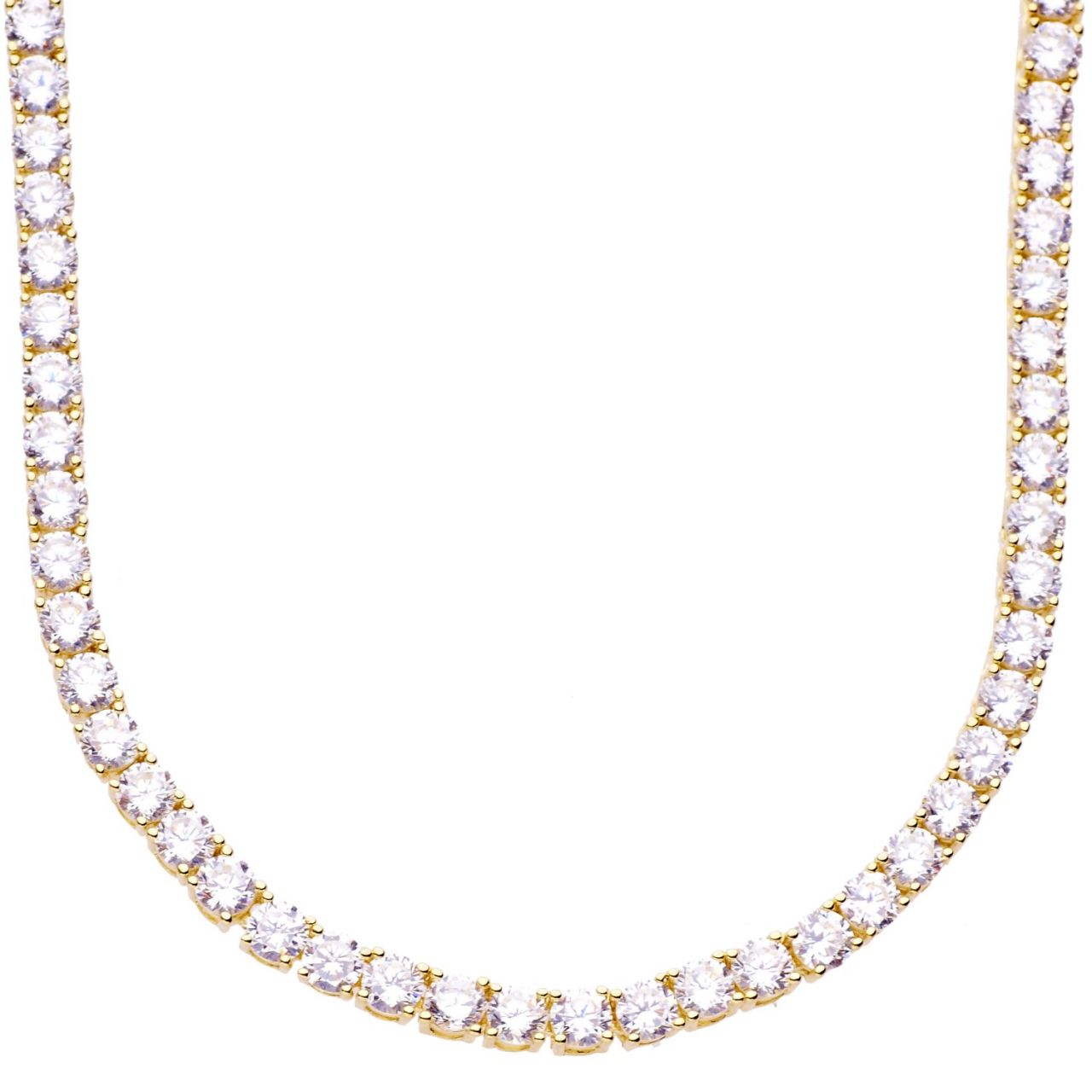 Premium Bling - Sterling 925er Silber CZ Kette 4mm gold