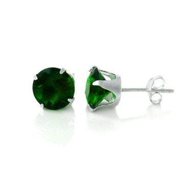 925 Sterling Silber Ohrstecker – rund / peridot