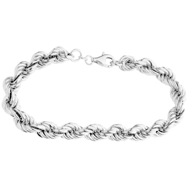 Sterling 925 Argent Bling Bracelet de Corde - HOLLOW 8mm