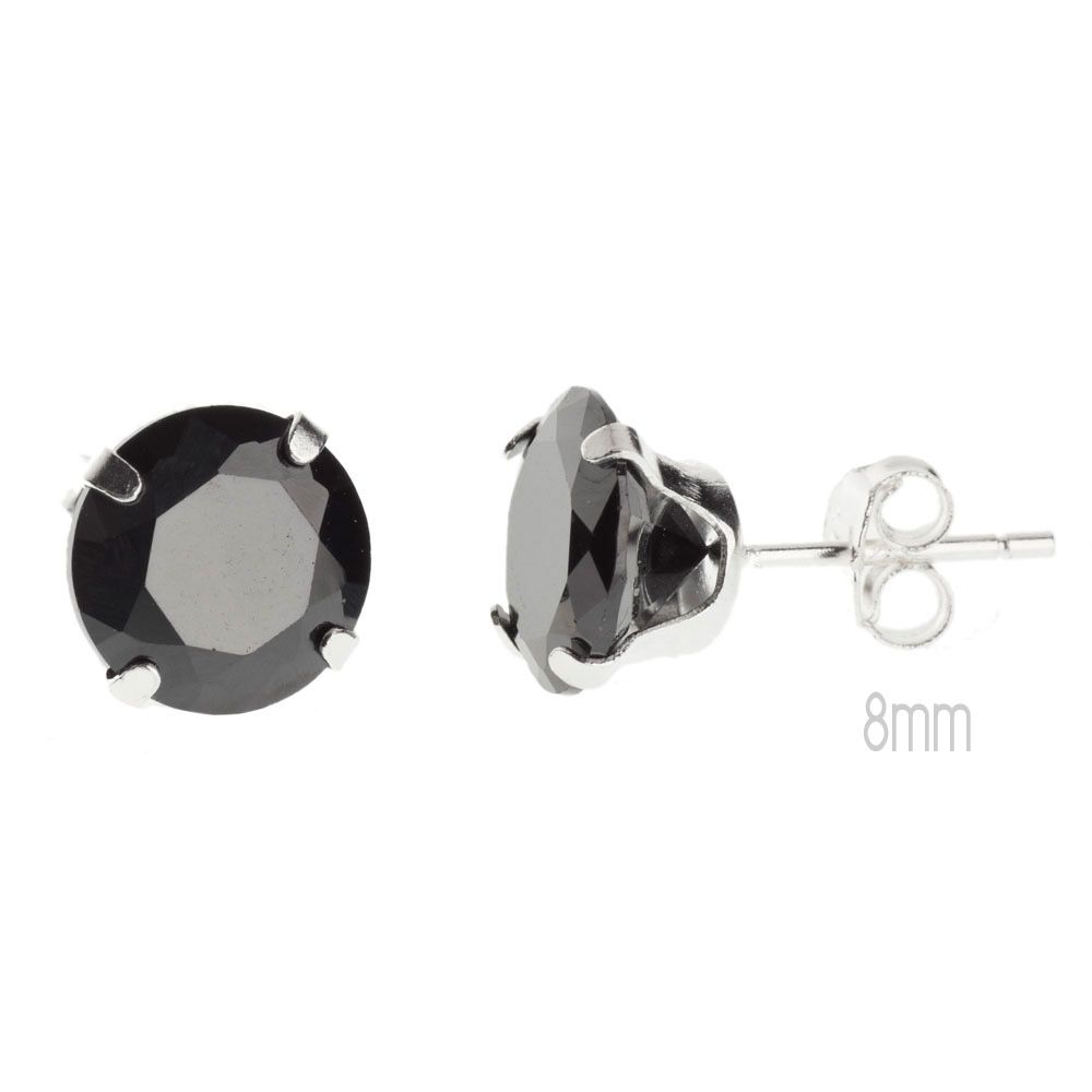 925 Sterling Silber Black Bling Ohrstecker – rund