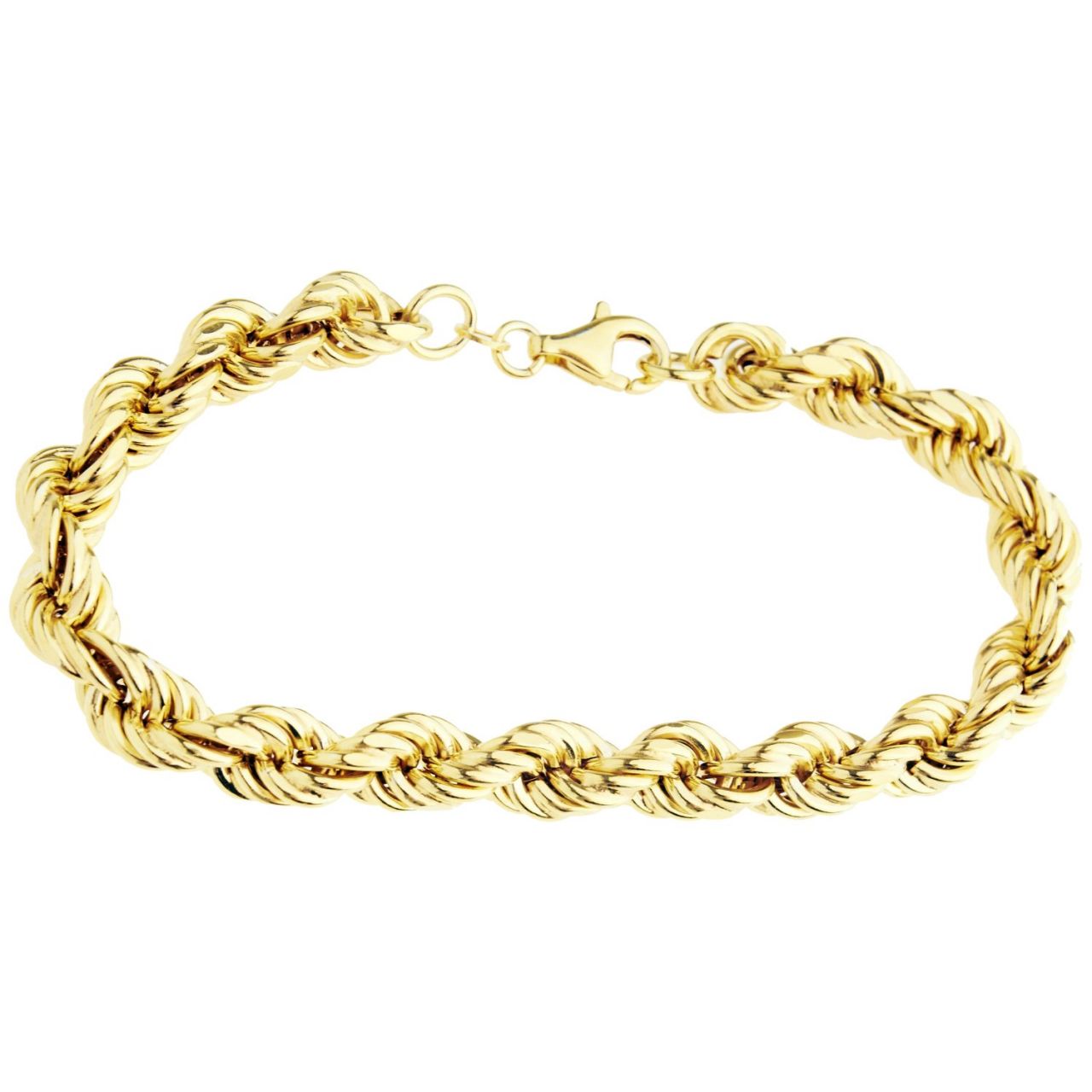 Sterling 925er Silber Kordel Armband - HOLLOW ROPE 8mm gold