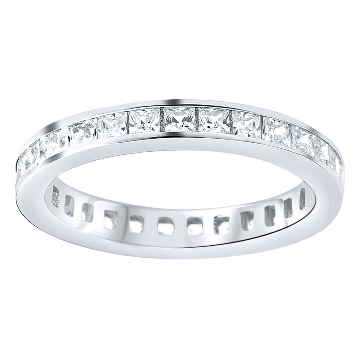 Sterling 925er Silber Eternity Ring – Channel Princess Cut