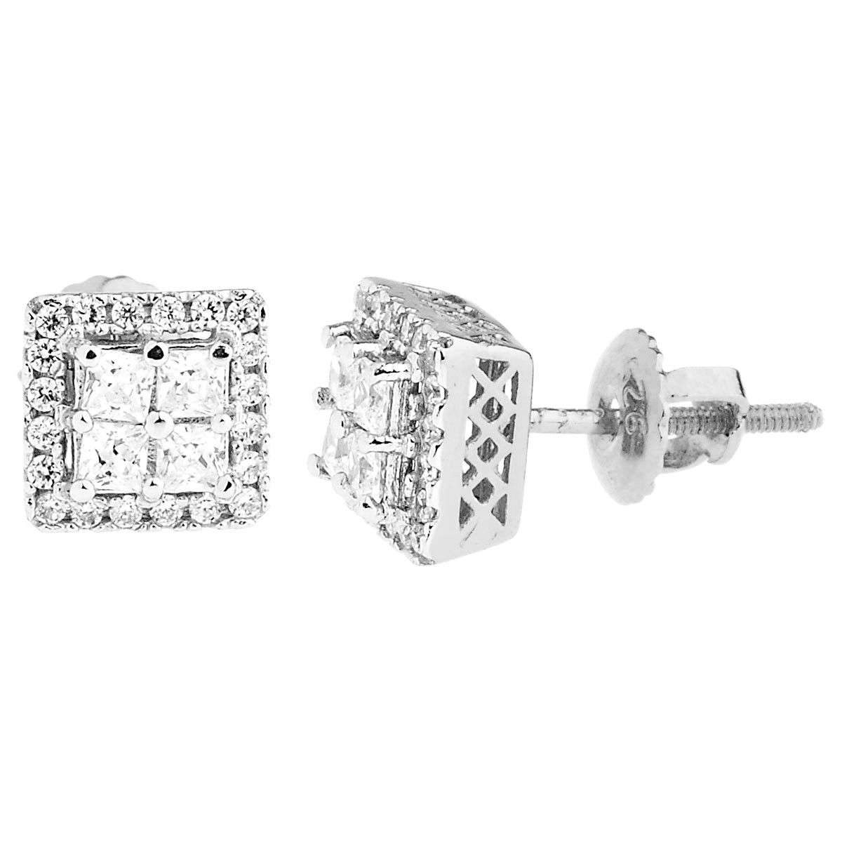 925 Sterling Silber Bling Zirkonia Ohrringe – CLUSTER 8x8mm