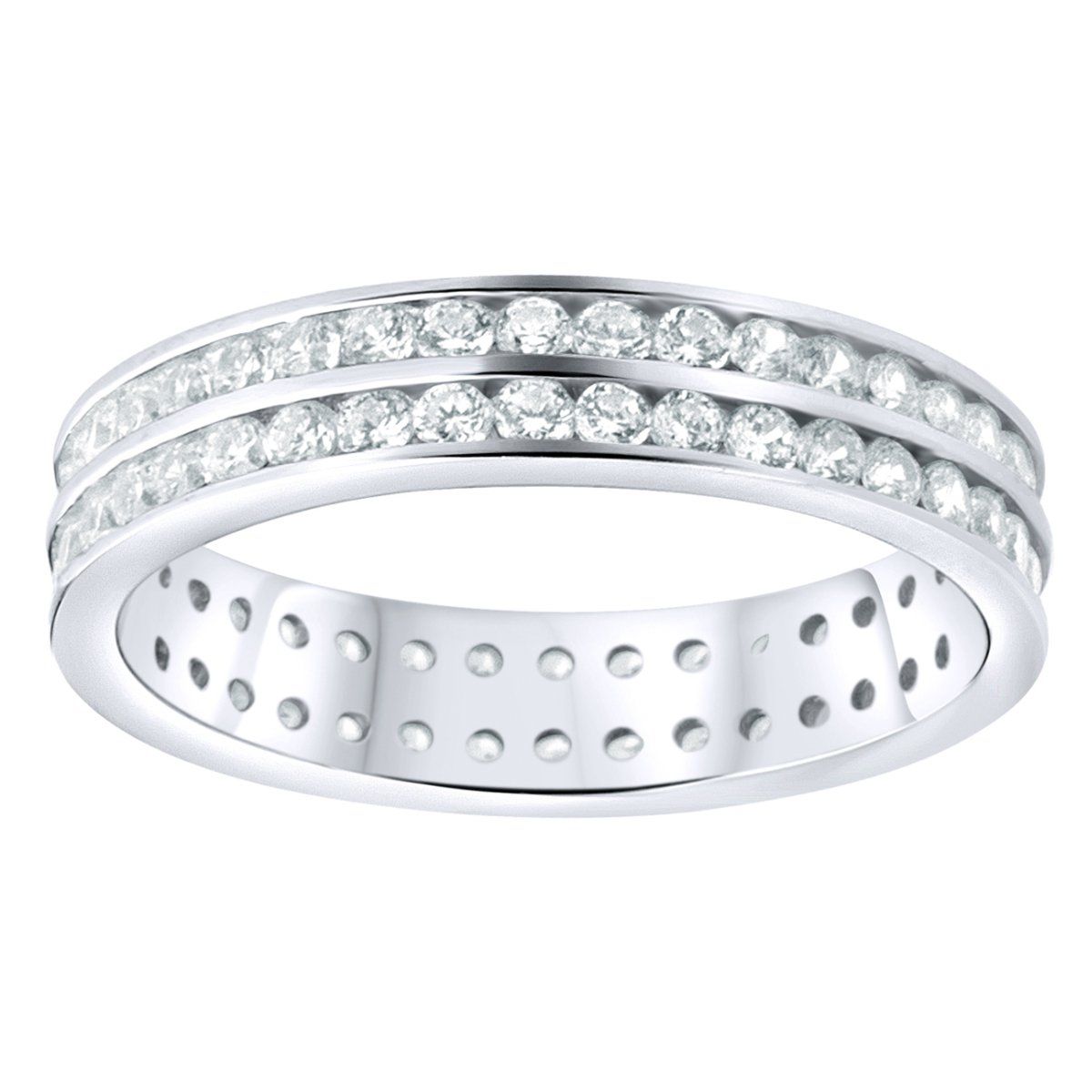 Sterling 925er Silber Pave Ring - Double Lines Eternity