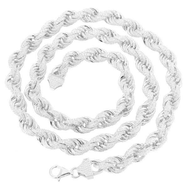 Sterling 925 Silver Iced Out Rope CZ Hip Hop Chain 11mm | Rope chains ...